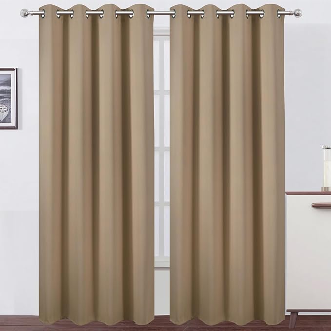 LEMOMO Blackout Curtains 66 x 84 inch/Natural Curtains Set of 2 Panels/Thermal by Lemomo