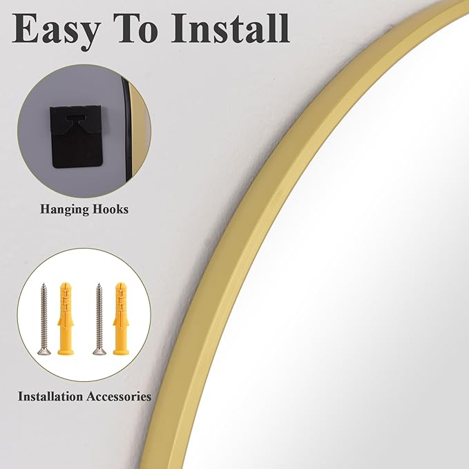 HARRITPURE 32"x48" Arched Bathroom Mirror - Gold Wall Mounted Vanity Mirror Aluminum Alloy Frame Large Arch Wall Mirror for Living Room, Bedroom and Entryway