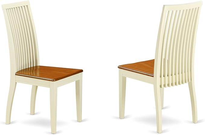 East West Furniture QUIP9-BMK-W 9 Piece Dining Room Table Set Includes a Rectangle Kitchen Table with Butterfly Leaf and 8 Dining Chairs, 40x78 Inch, Buttermilk & Cherry
