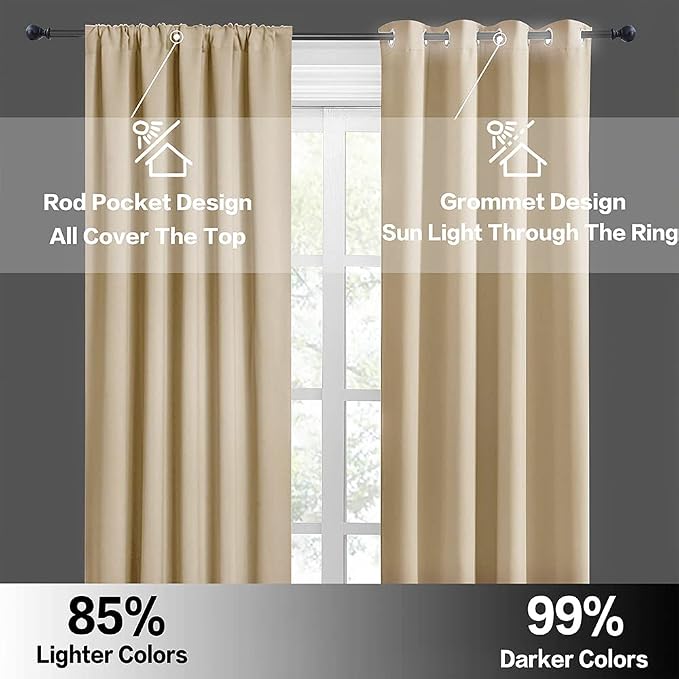 RYB HOME Curtains for Bedroom 84 inches Long 2 Panels Set, Privacy Thermal - Image 6