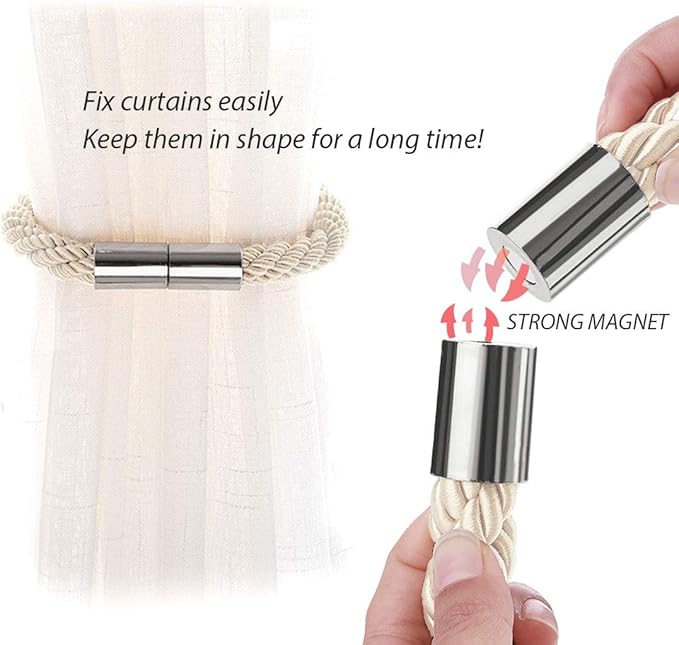 NICEEC 4 Pack Strong Magnetic Curtain Tiebacks Modern Simple Style Drape Tie - Image 4