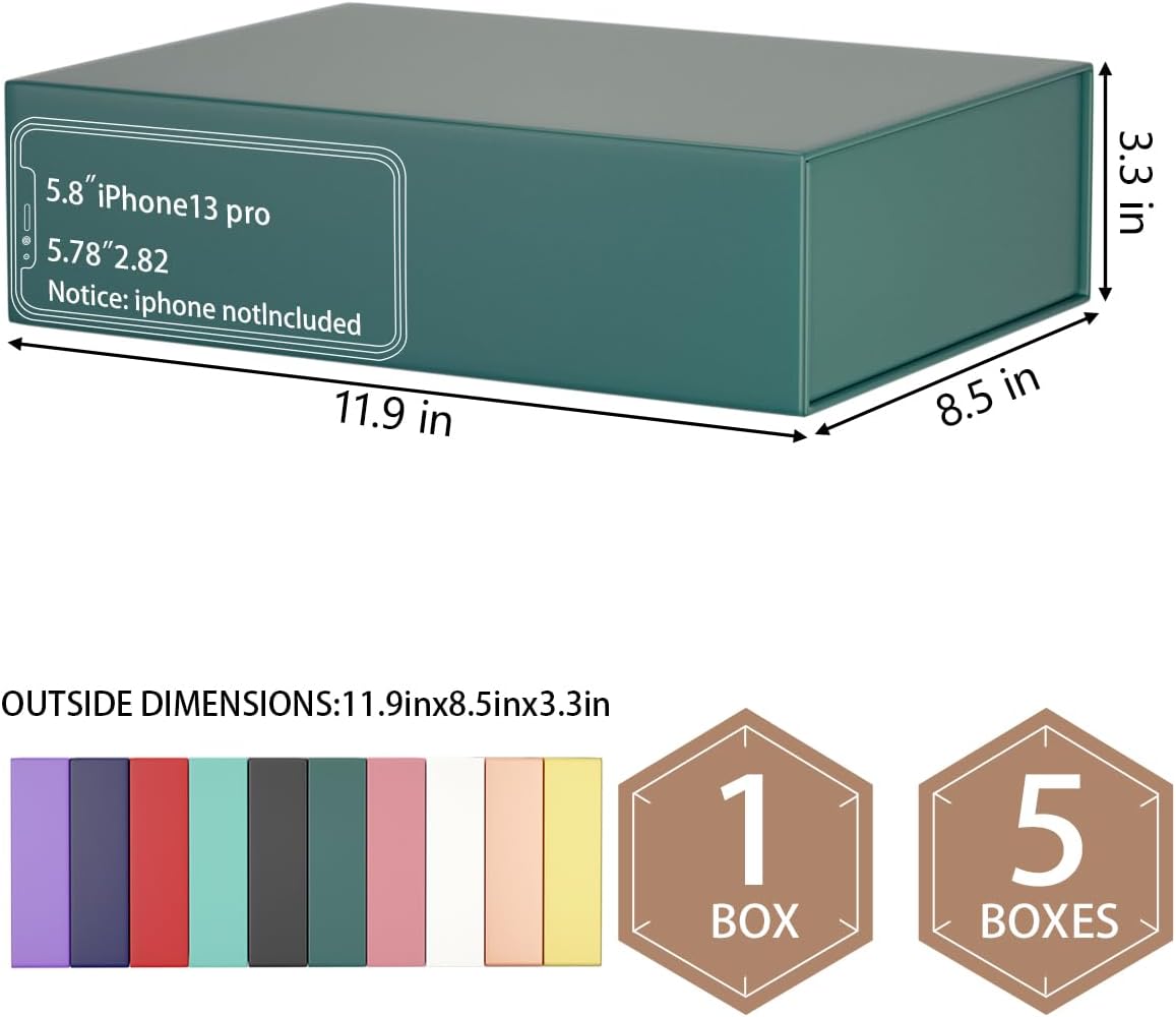 Green Gift Boxes 11.9" x 8.5" x 3.3" with Magnetic Closure Lid Gift Box for Presents,Bridesmaid Gifts Boxe,Cute Boxes,Birthday Gift Box,Luxury for Gift Packaging, Magnetic Gift Boxe for Wrapping Gifts