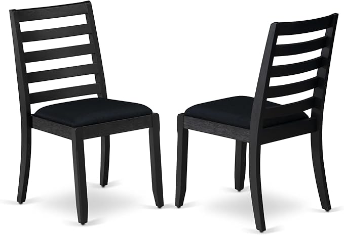 East West Furniture LGX15-BLK-24 -5 Piece Dining Set Includes a Rectangular Kitchen Table with Black Tabletop and 4 Stackable Polyester Fabric Chairs, Black