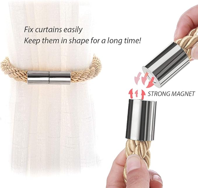 NICEEC 2 Pack Strong Magnetic Curtain Tiebacks Modern Simple Style Drape Tie - Image 4