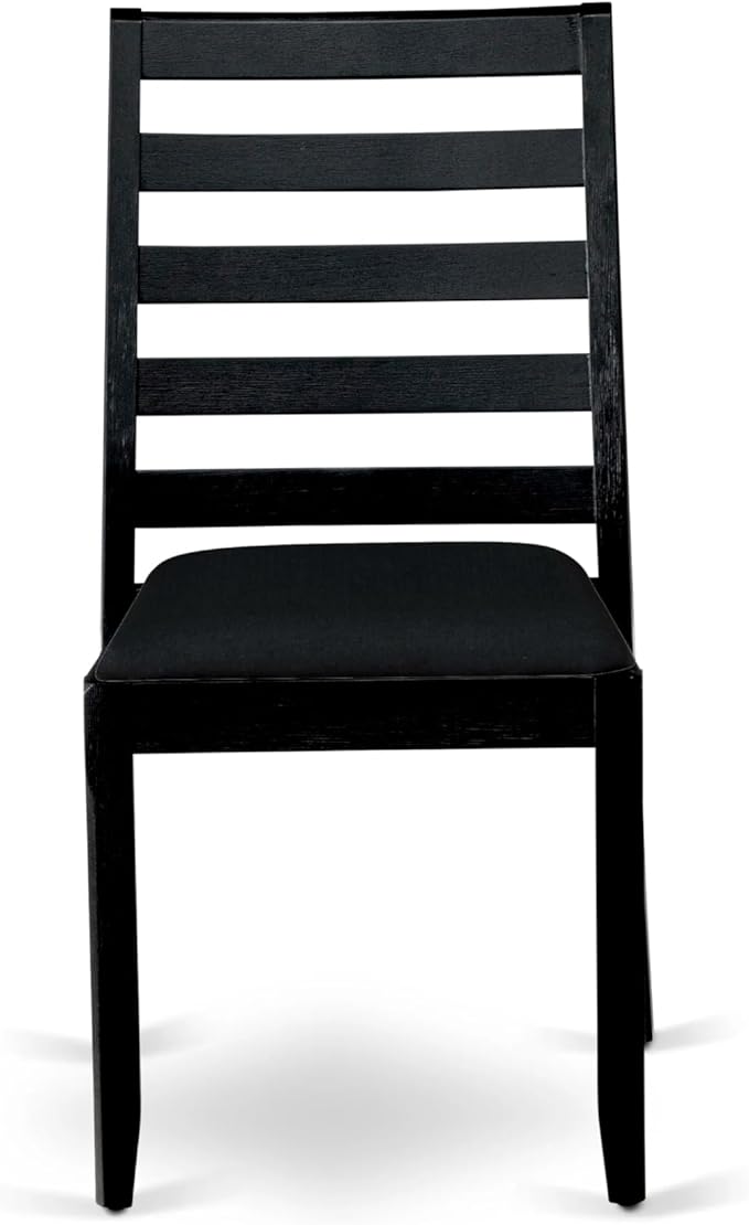 East West Furniture LGX17-BLK-24 -7 Piece Dining Set Includes a Rectangular Kitchen Table with Black Tabletop and 6 Stackable Polyester Fabric Chairs, Black