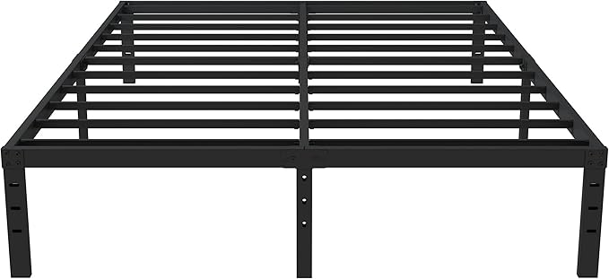 Full Bed Frame No Box Spring Needed, 14 Inch Heavy Duty Metal Platform Bed Frame Full Size with Storage, 2500lbs Steel Slats Support, Easy Assembly, Black