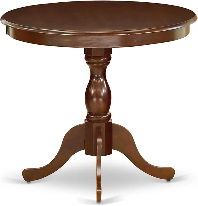 East West Furniture AMDA3-MAH-W 3 Piece Dining Table Set for Small Spaces Contains a Round Kitchen Table with Pedestal and 2 Dining Chairs, 36x36 Inch, Mahogany