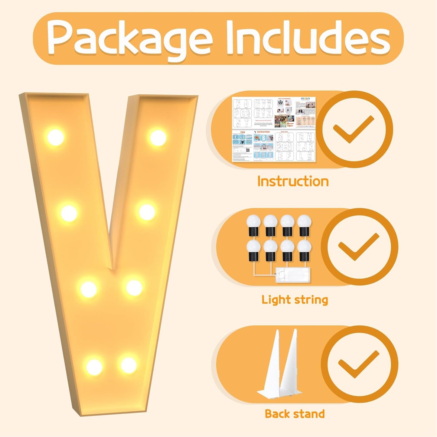 Marquee Letters 3 Feet Tall Large Light Up Letters V Happy Birthday Decorations Marry Me Engagement Party Decor Yellow Light Birthday Decorations Balloon Arch Kit Foam Sign V