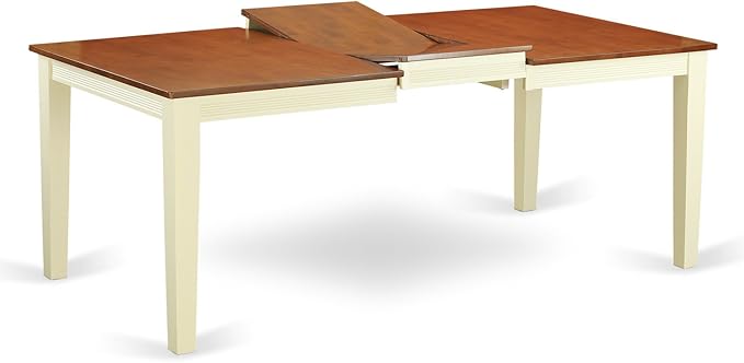 East West Furniture QUDA5-BMK-W 5 Piece Kitchen Table Set for 4 Includes a Rectangle Dining Room Table with Butterfly Leaf and 4 Solid Wood Seat Chairs, 40x78 Inch, Buttermilk & Cherry