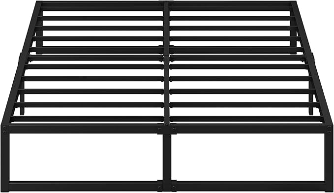 EMODA 12 Inch King Size Bed Frame No Box Spring Needed, Heavy Duty Metal Platform with Steel Slats, Noise Free, Easy Assembly, Black