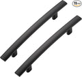 15 Pack Cabinet Handles 3.75" Hole Center - Curved Cabinet Pulls Black Drawer Pulls for Kitchen Cupboard Solid Hardware for Dresser Drawer Arch Hardware