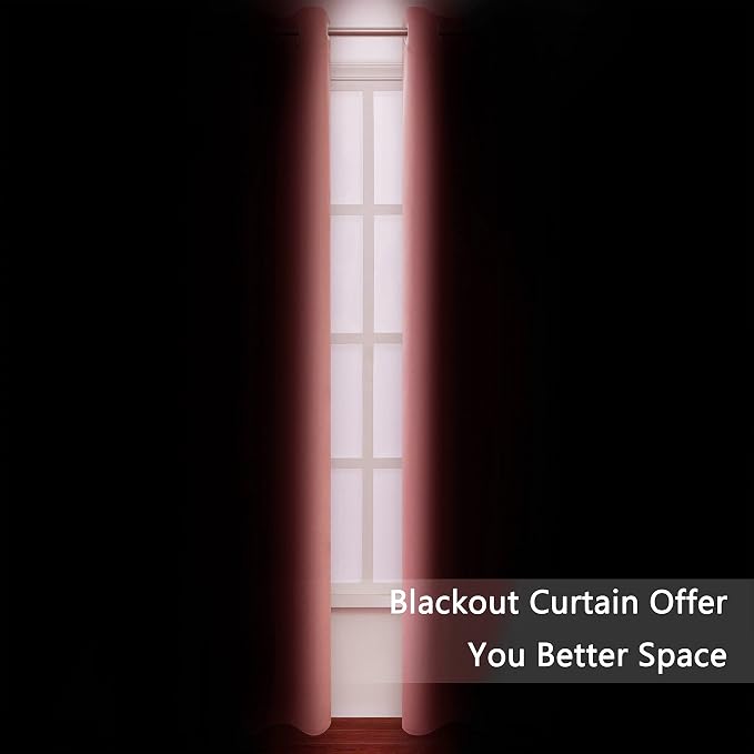 LEMOMO Blackout Curtains 38 x 84 inch/Coral Curtains Set of 2 Panels/Thermal - Image 3