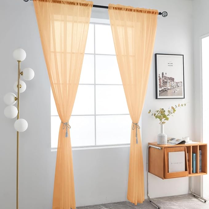 SpaceDresser Sheer Voile Window Treatment Rod Pocket Curtain Panels - Image 2