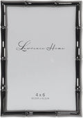 Lawrence Frames 4x6 Black Polished Metal Picture Frame with Bamboo Design