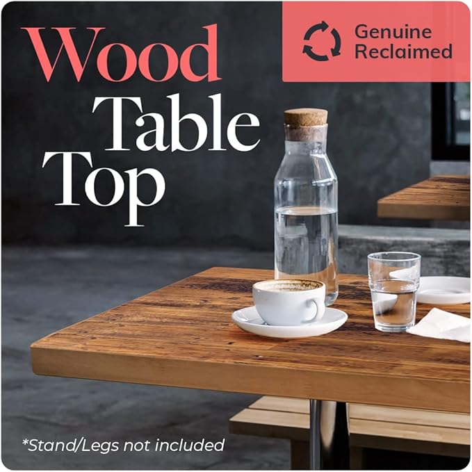 Reclaimed Wood Table Top - Rustic Recycled Wooden Piece Perfect for Signs, Counters, Kitchens, Dining and Coffee Table Tops (Straight Plank Table Top, 24" x 42")
