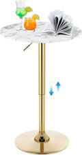 Gold Cocktail Tables Round Bar Table Height Adjustable 27.9''-35.4'' Pub Table with Metal Base Modern Style for Kitchen, Bar, Office & Dining Room Sturdy & Stylish
