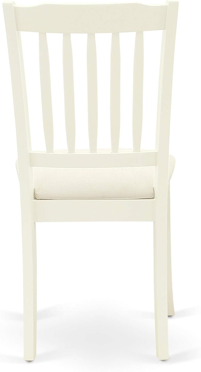 East West Furniture AMDA3-LWH-C 3 Piece Dining Table Set for Small Spaces Contains a Round Kitchen Table with Pedestal and 2 Linen Fabric Upholstered Chairs, 36x36 Inch, Linen White