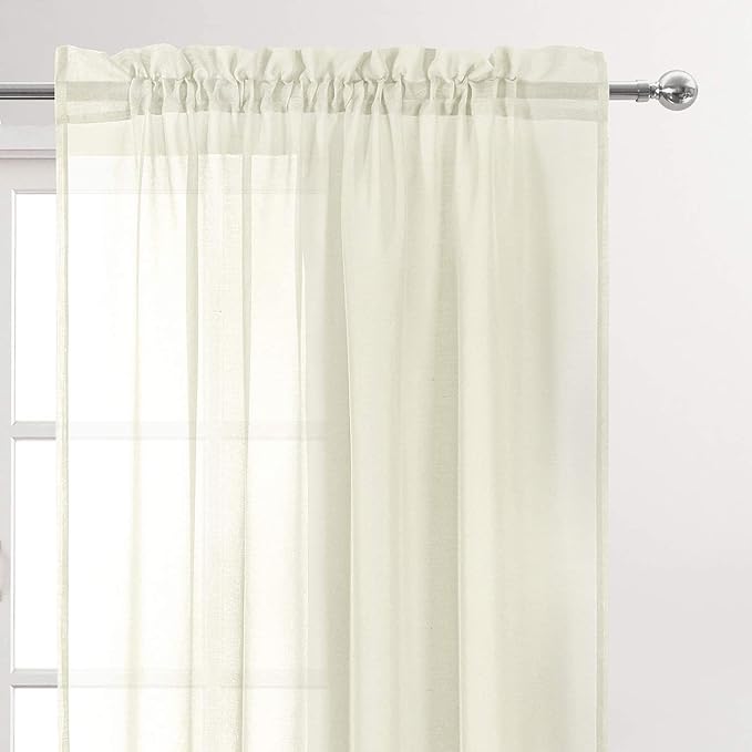 DWCN Ivory Sheer Curtains for Kitchen Windows - Image 2