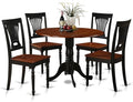 East West Furniture DLPL5-BCH-W 5 Piece Kitchen Table & Chairs Set Includes a Round Dining Table with Dropleaf and 4 Dining Room Chairs, 42x42 Inch, Black & Cherry