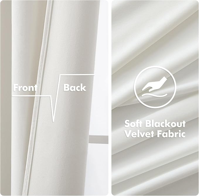 MIULEE 90 Inches Velvet Pure White Elegant Grommet Thermal Insulated Soundproof - Image 3