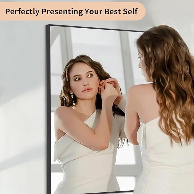 Koonmi Black Mirrors for Wall, 30x60 Inch Bathroom Mirror, Rectangular Wall Mirror for Living Room Bedroom Bathroom, Hangs Horizontally or Vertically