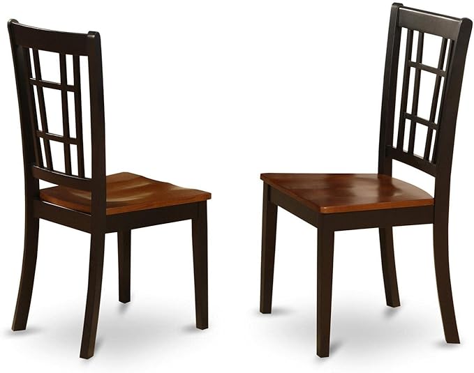 East West Furniture SUNI3-BCH-W 3 Piece Dinette Set for Small Spaces Contains a Round Dining Table with Dropleaf & Shelves and 2 Dining Chairs, 42x42 Inch, Black & Cherry