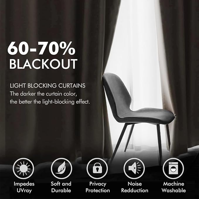 MIULEE 90 Inches Velvet Curtains Beige Elegant Grommet Curtains Thermal - Image 4