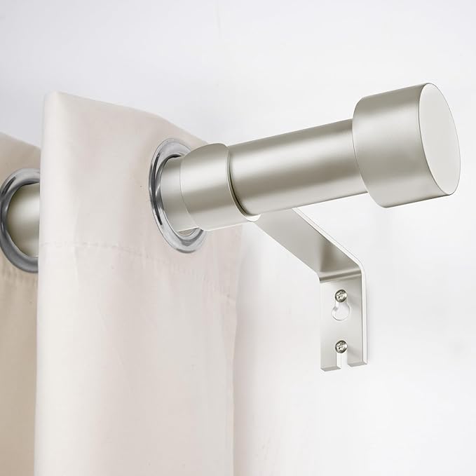 2 Pack Curtain Rods for Windows 72 to 144 Inch, 1 Inch Brushed Nickel Adjustable Heavy Duty Outdoor Curtain Rod for Patio Bedroom, Drapery Rods Set with End Cap, Size 32"- 150"