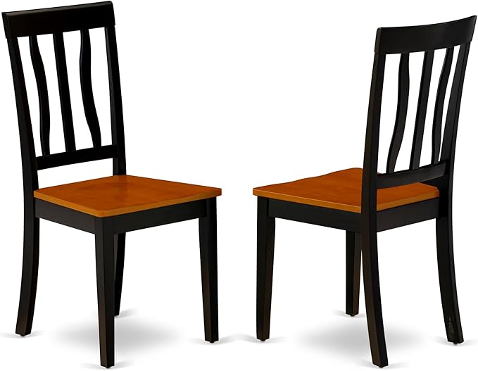 East West Furniture HLAN5-BCH-W 5 Piece Dining Table Set for 4 Includes a Round Kitchen Table with Pedestal and 4 Dining Room Chairs, 42x42 Inch, Black & Cherry