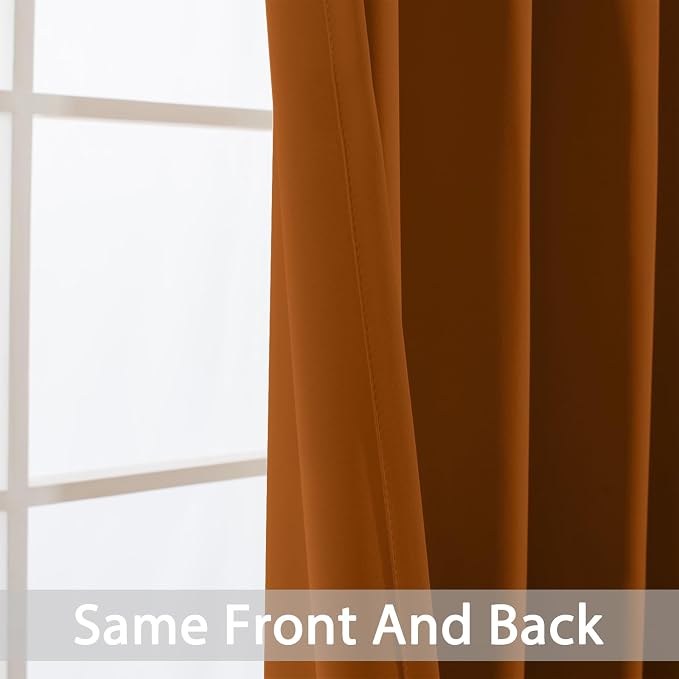 Yakamok Burnt Orange Curtains 84 Inches Length Blackout Curtain - Image 3