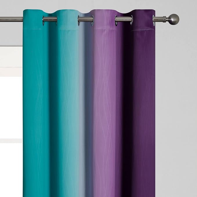 Estelar Textiler Teal and Purple Blackout Curtains - Image 4