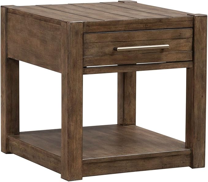 Liberty Furniture Broadmore Living Room Drawer End Table - Cobblestone Brown