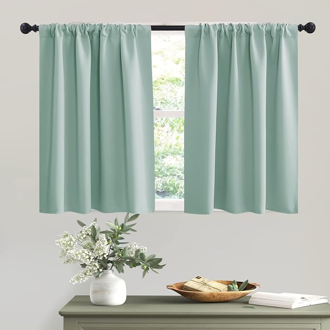 RYB HOME Blackout Privacy Bathroom Window Curtains, Short Thermal Insulated by RYBHOME