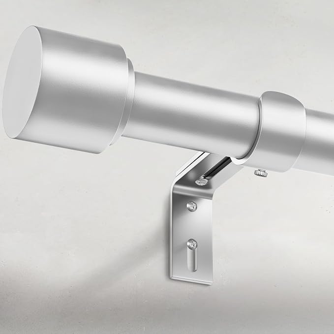 GEEBOBO Silver Curtain Rods for Windows 120 to 240 Inch, 1 Inch Extra Long by GEEBOBO