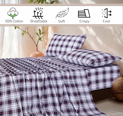 RUVANTI 100% Cotton Percale King Sheets, King Size Sheets Set - Image 5