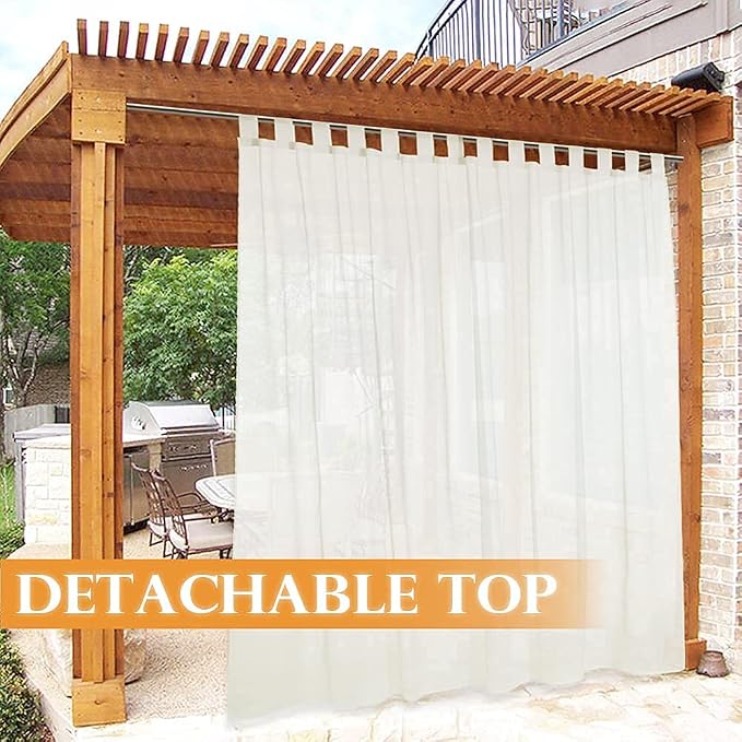 RYB HOME Detachable Sticky Tab Top Outdoor Curtain Sheer - Image 2