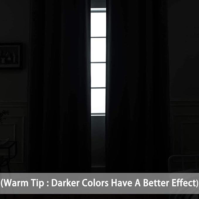Yakamok 96 Inch Long Dark Green Blackout Curtains Room Darkening Thermal - Image 3