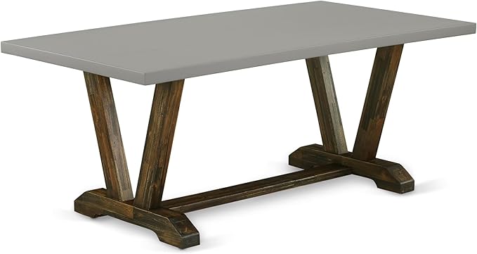 East West Furniture V797VE703-7 7 Piece Kitchen Table & Chairs Set Consist of a Rectangle Dining Room Table with V-Legs and 6 Brown Linen Fabric Upholstered Chairs, 40x72 Inch, Multi-Color