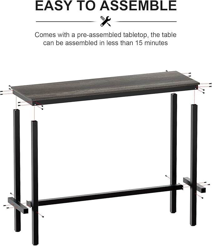 Teraves Bar Table, Bar Height Pub Table, Counter Height Table with Sturdy Metal Frame, Rectangular High Top Table for Kitchen & Dining, Living Room (55.11", Black Oak)