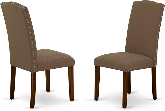 East West Furniture CAEN5-MAH-18 5 Piece Dinette Set Includes a Rectangle Dining Room Table and 4 Dark Coffee Linen Fabric Upholstered Parson Chairs, 36x60 Inch, Mahogany