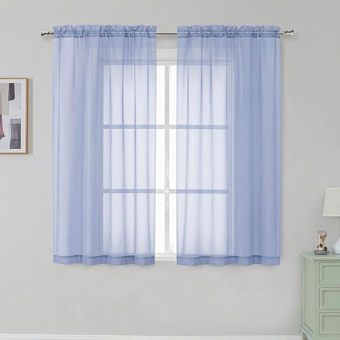 Simplebrand Rod Pocket Top Solid Voile Sheer Curtains by Simplebrand