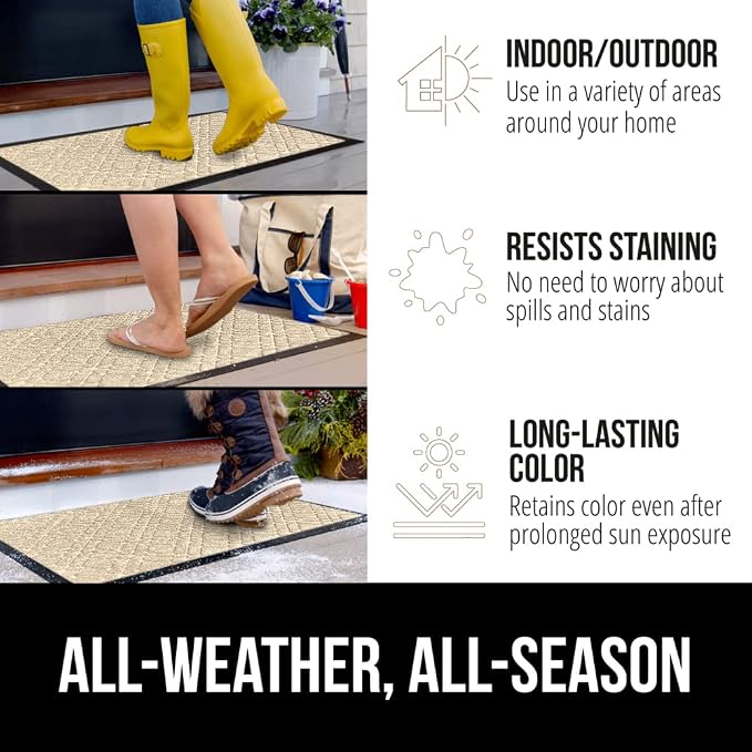 GORILLA GRIP 100% Waterproof All-Season WeatherMAX Doormat US Designed Natural - Image 3