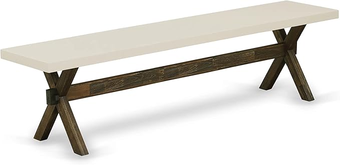 East West Furniture X727VE703-6 6 Piece Dining Room Table Set Contains a Rectangle Kitchen Table with X-Legs and 4 Brown Linen Fabric Parson Chairs with a Bench, 40x72 Inch, Multi-Color