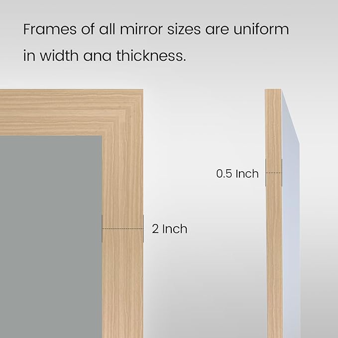 Amorho Bathroom Mirror, 24x30 Inch Wall Mirror, Oak Wood Grain Metal Framed, Anti-Rust, Hang Horizontally/Vertically, Suitable for Bedroom, Farmhouse, Bathroom, Decorative