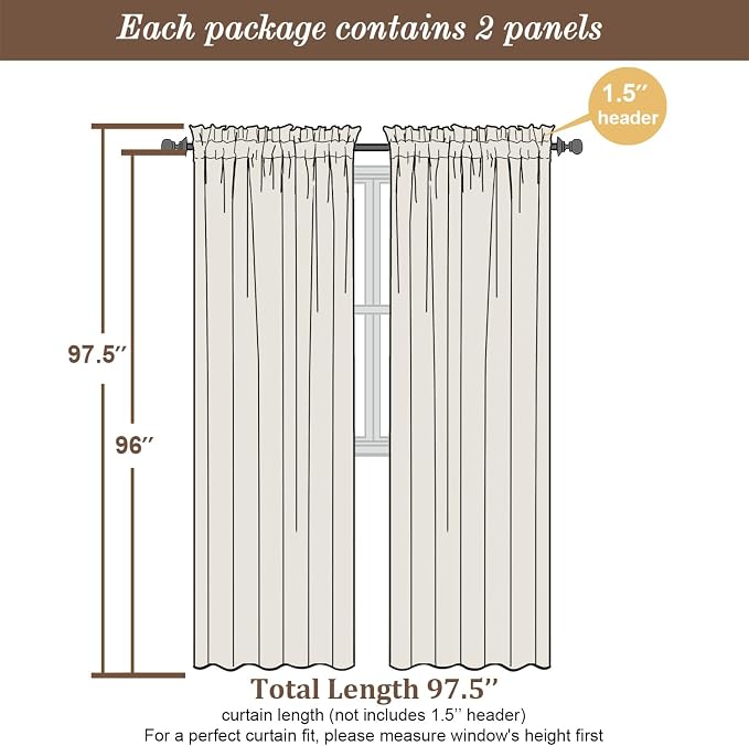 Chyhomenyc Gold Sheer Curtains 96 Inch Length 2 Panels Set, Light Filtering - Image 3