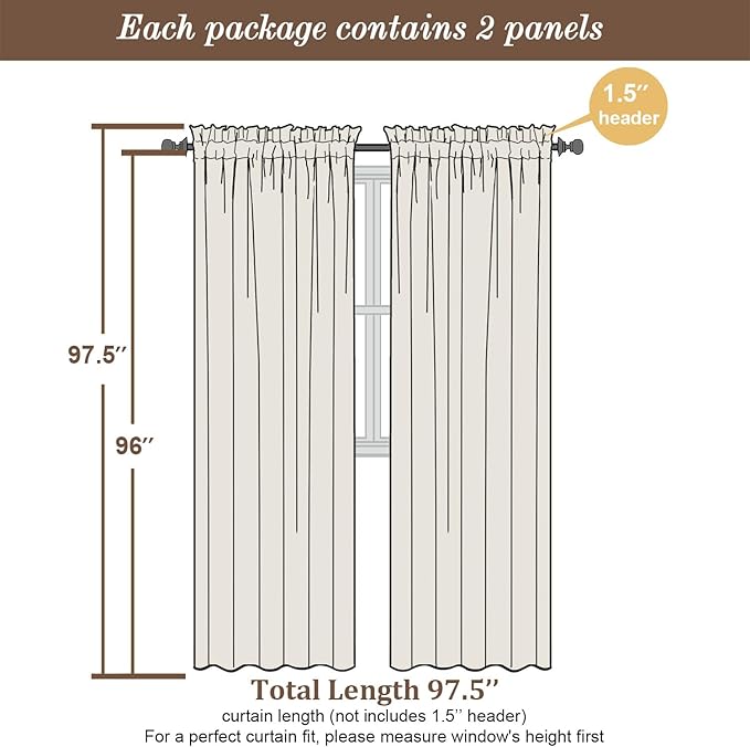 Chyhomenyc Charcoal Grey Sheer Curtains 96 Inch Length 2 Panels Set, Light - Image 4