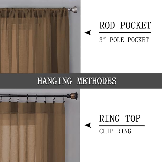 Tollpiz Short Sheer Curtain Linen Textured Living Room Curtains Sheer Light - Image 5