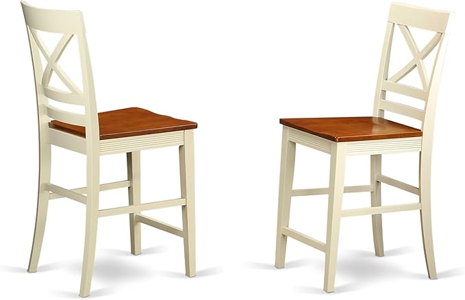 East West Furniture DOQU5-WHI-W 5 Piece Dining Room Table Set Includes a Rectangle Kitchen Table with Butterfly Leaf and 4 Dining Chairs, 42x78 Inch, Buttermilk & Cherry