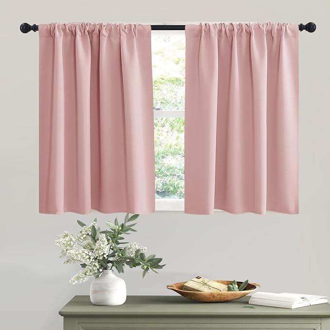 RYB HOME Blackout Cafe Curtains 30 inch Length, Short Light UV Heat Blocking by RYBHOME