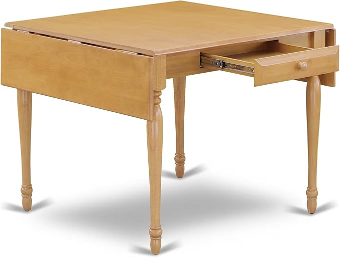 East West Furniture MZAV5-OAK-W 5 Piece Dining Set Includes a Rectangle Dining Room Table with Dropleaf and 4 Wood Seat Chairs, 36x54 Inch, Oak